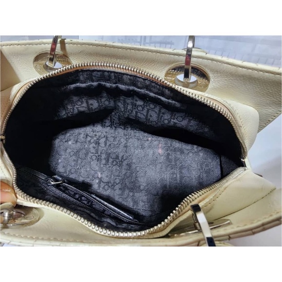 Authentic CHRISTIAN DIOR Calfskin Cannage Stitched Small Lady East West Lady Dio - Picture 9 of 15